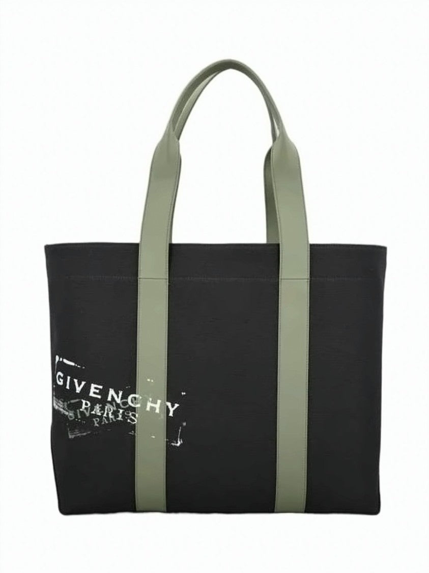 Givenchy Black Rectangular Cotton Logo Tote Bag