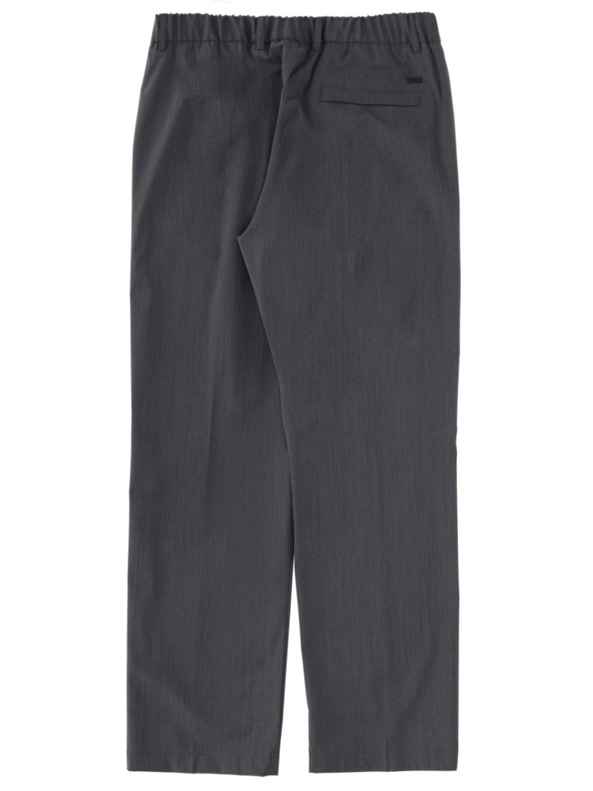 Herno Neutral Tailored Straight-Leg Wool-Blend Pants