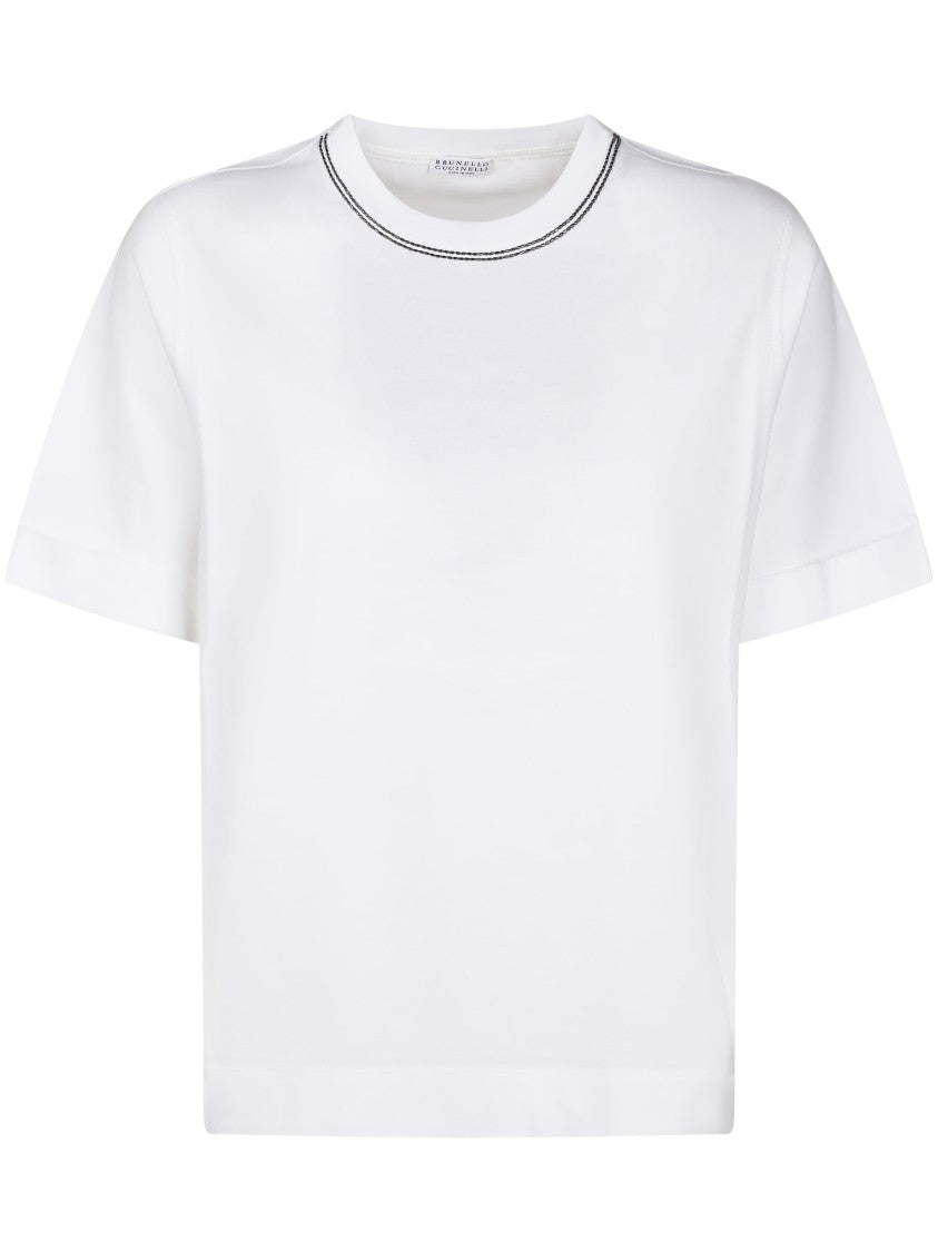 Brunello Cucinelli Cropped T-Shirt With Classic Round Neckline