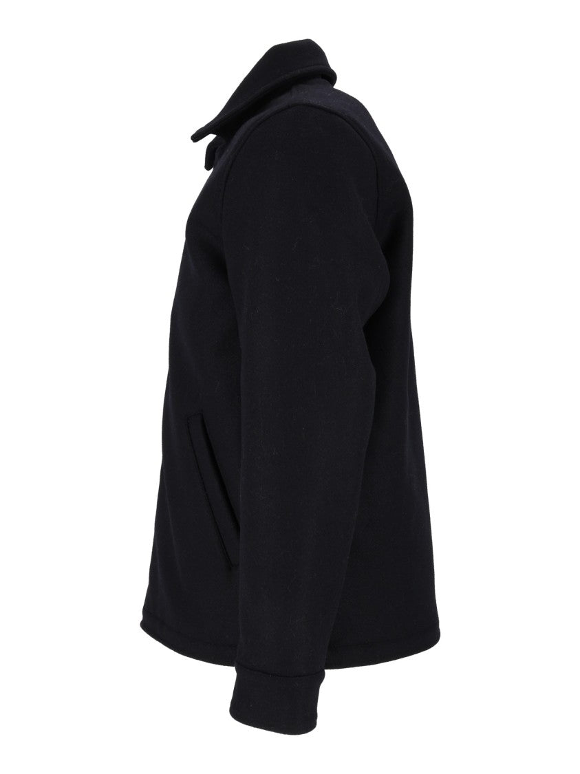 Tela Genova Short Navy Blue Coat With Clean Minimalist Design