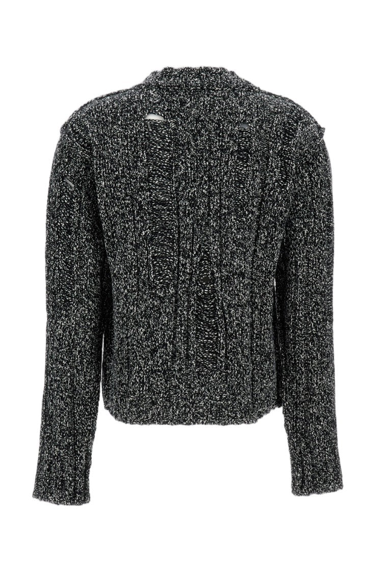 Durazzi Milano Textured Knit Crewneck Sweater With Distressed Finish
