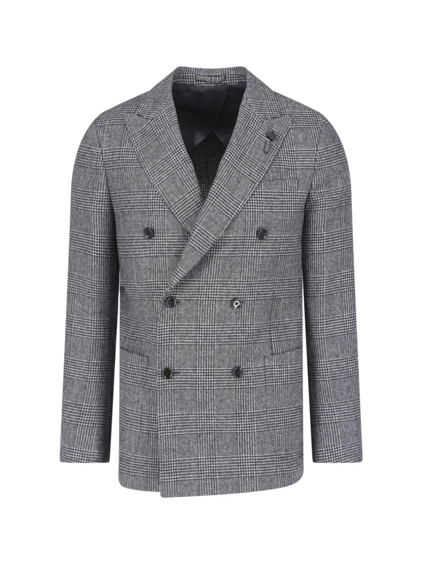 Lardini Grey Wool Pied De Poule Blazer