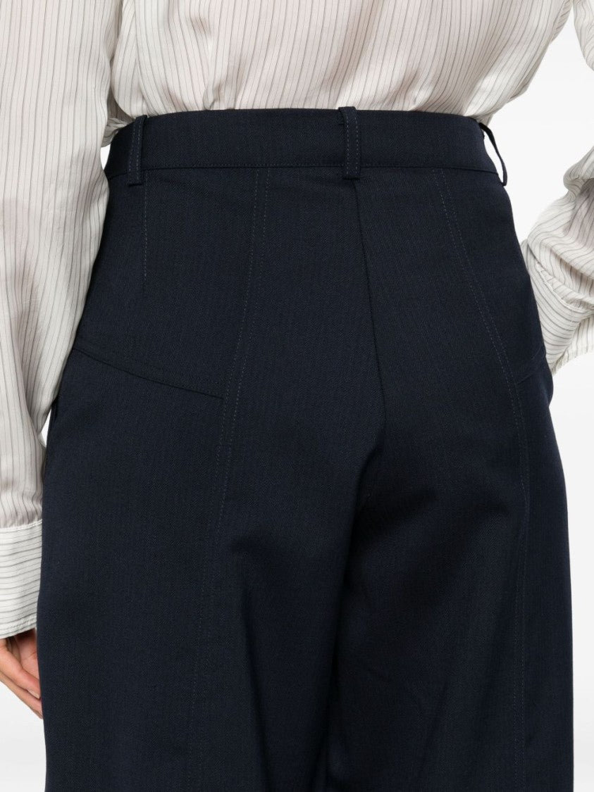 Pinko Balloon-Fit Blue Trousers With Panel Design