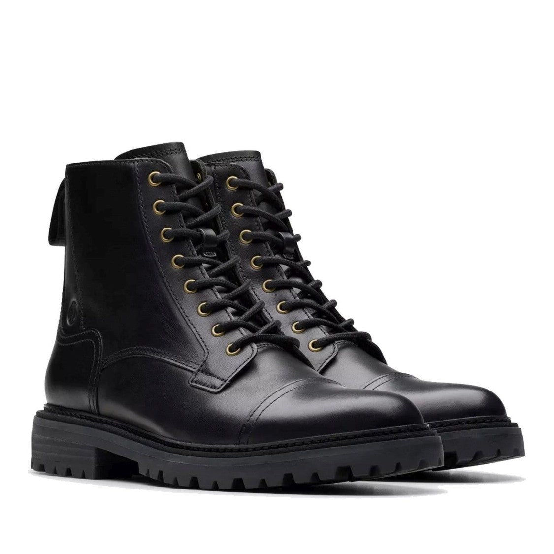 Clarks Clarkridge Black Lugged Sole Leather Ankle Boots