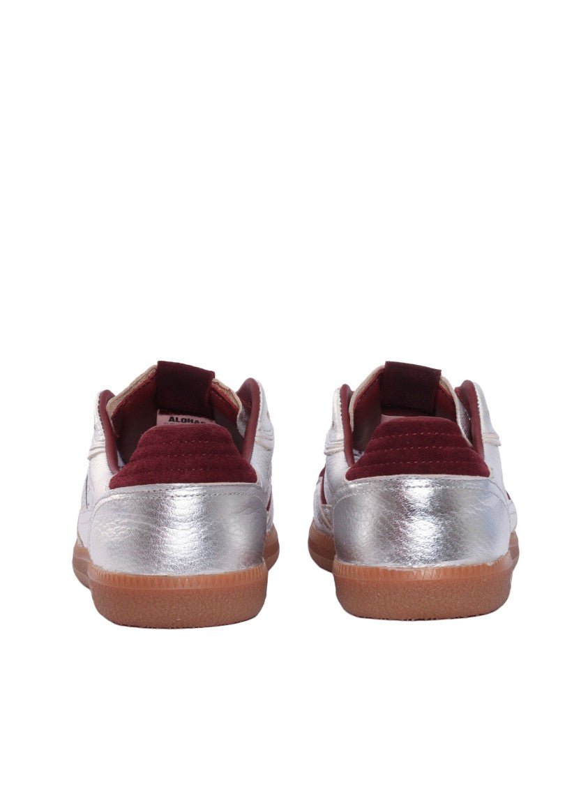Alohas Silver Burgundy Grain Shimmer Sneakers