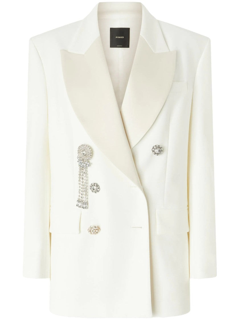 Pinko Tailored Double-Breasted Blazer With Decorative Brooches