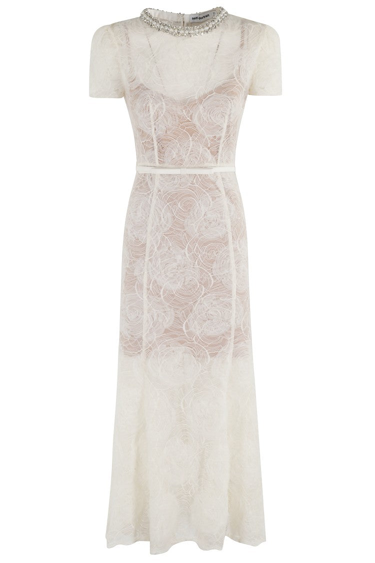 Self-Portrait Tulle Lace Midi Dress