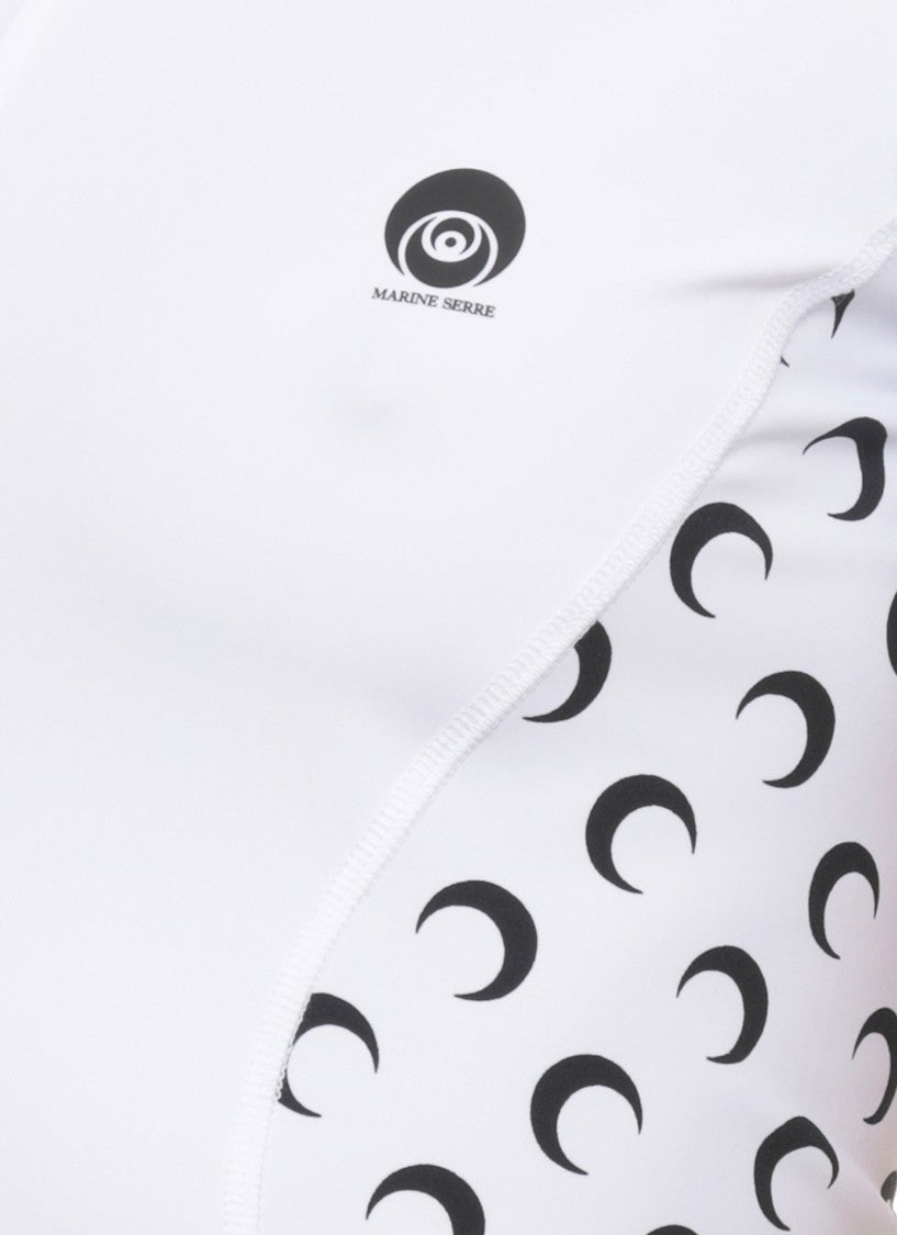 Marine Serre White Moon Pattern Cotton Polo Shirt