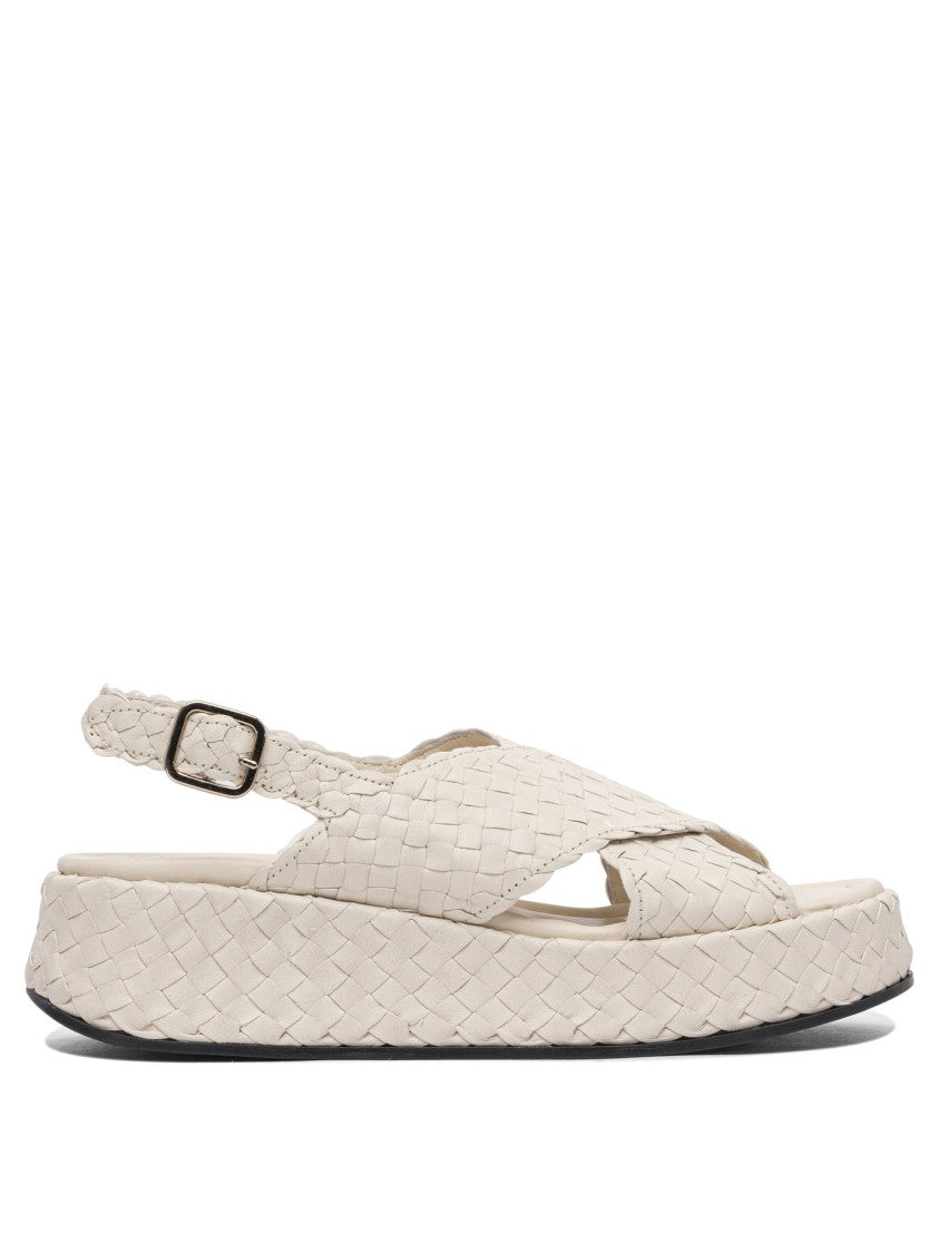 Pons Quintana Woven Leather Sandals With Cross-Strap Design