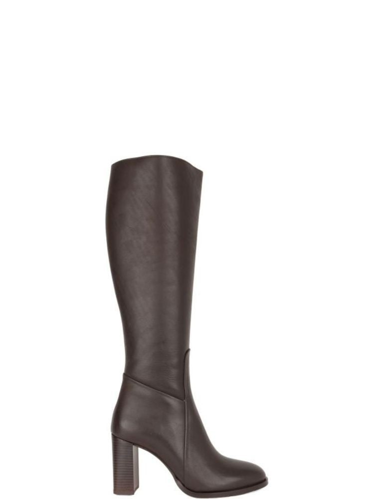 Sergio Moretti Brown Block Heel Leather Boots