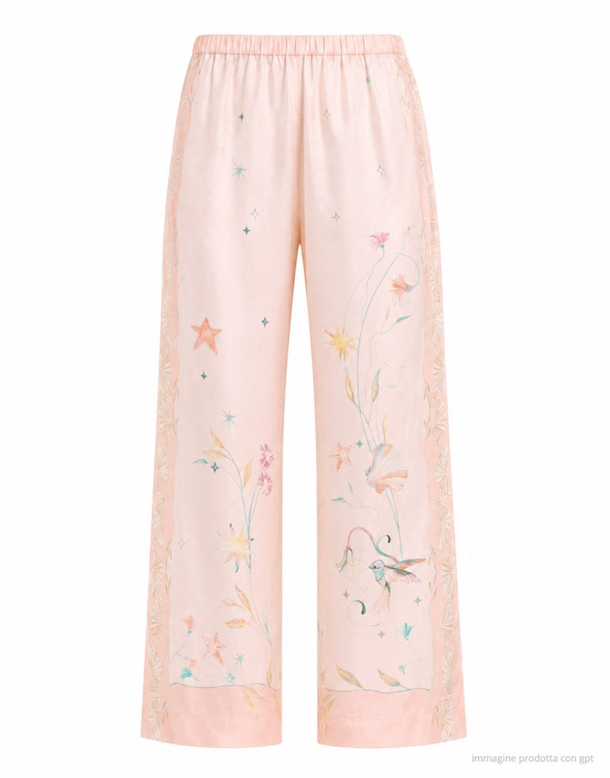 Forte Forte Roseo Pink Wide-Leg Silk Trousers