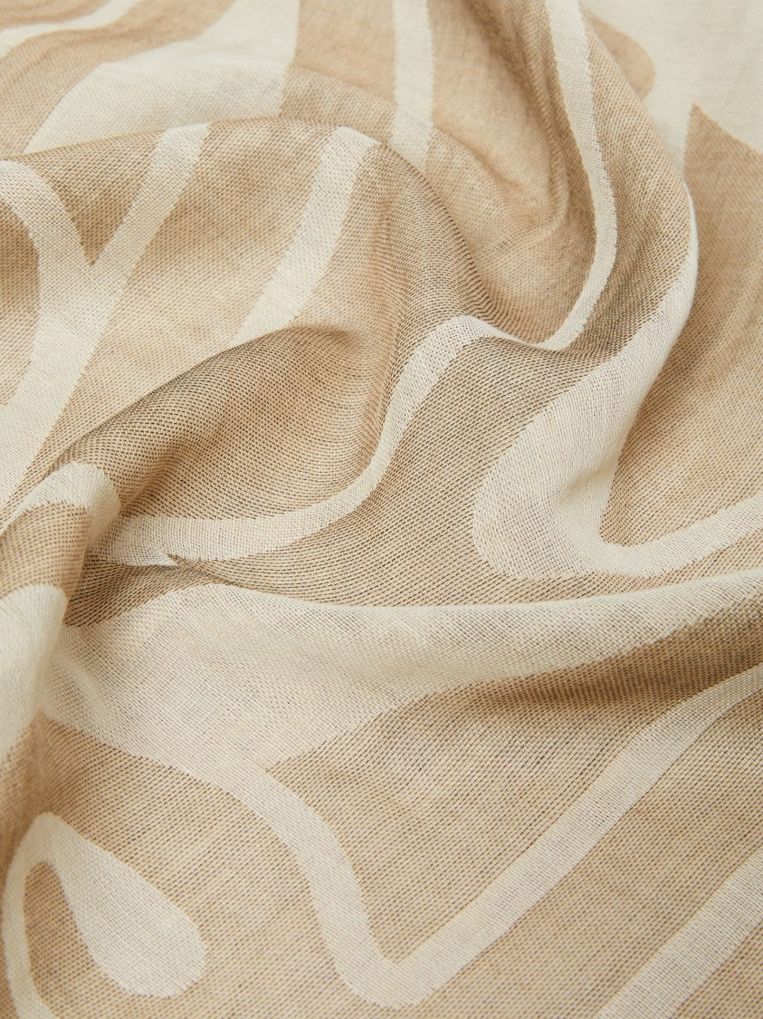 Max Mara Fringed Textured Scarf With Subtle Logo