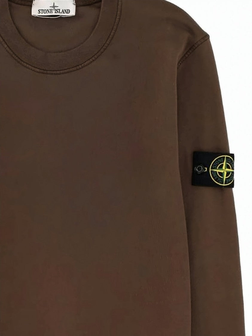Stone Island Organic Cotton Fleece Regular Fit Crewneck Sweatshirt