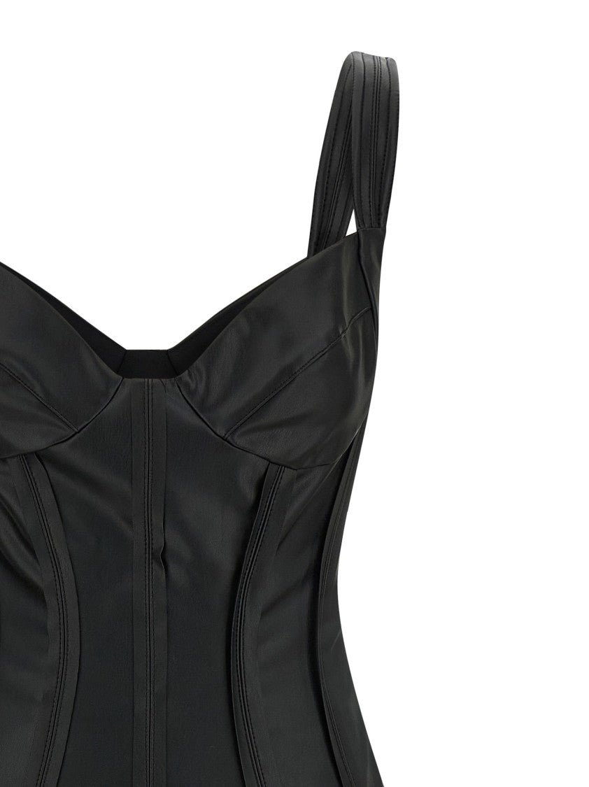 Elisabetta Franchi Structured Nappa Effect Midi Dress With Bustier Construction