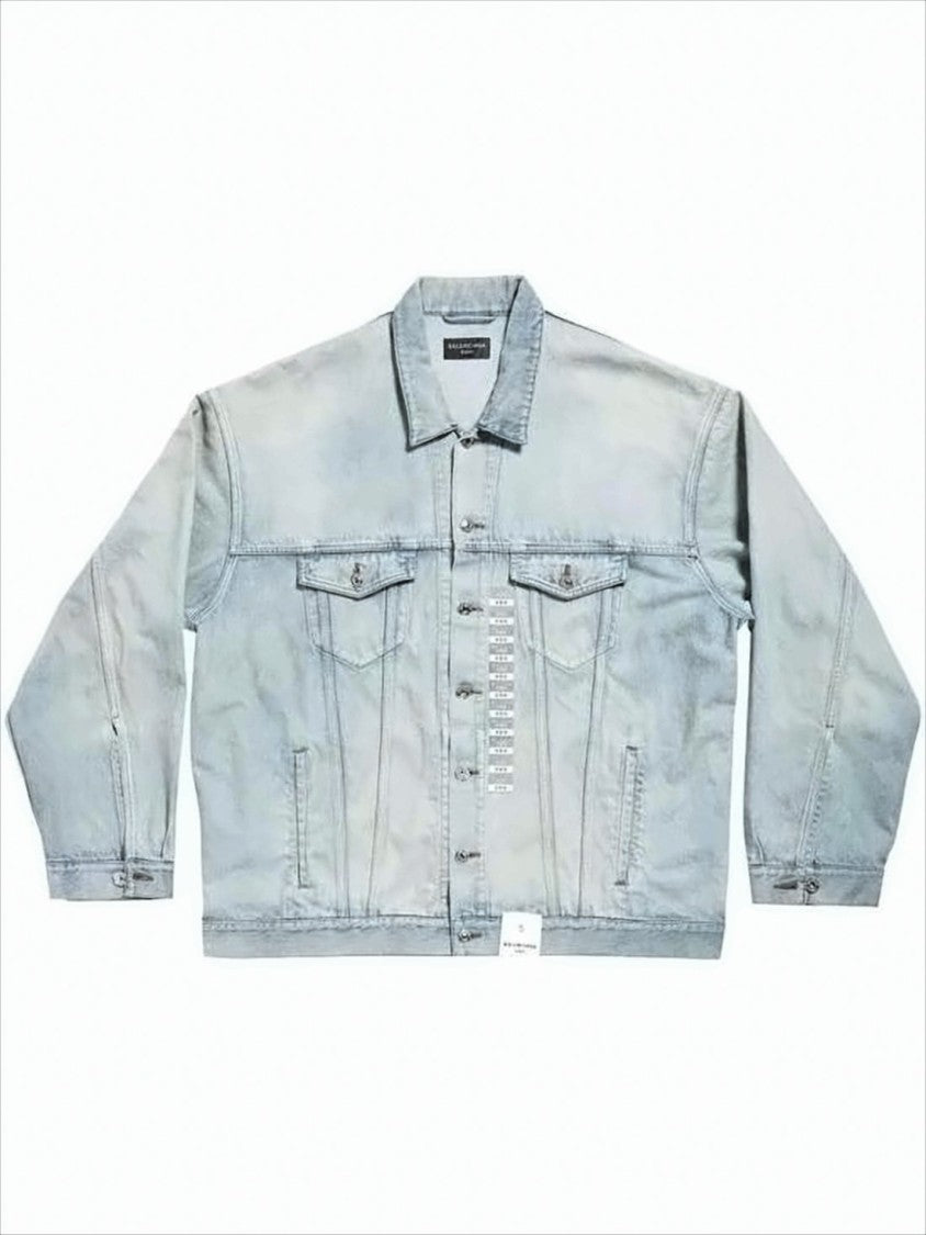 Balenciaga Light Washed Cotton Oversized Denim Jacket