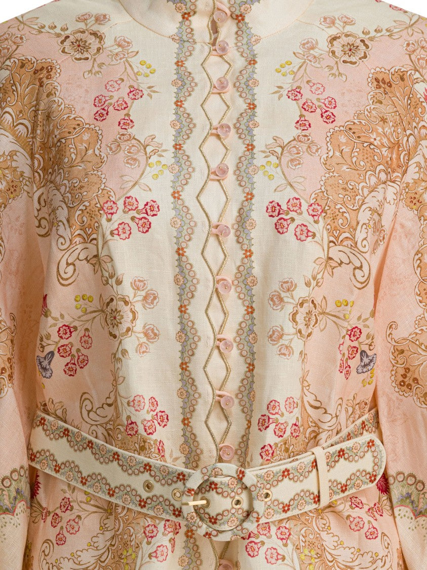 Zimmermann Chemisier Dress With Puff Sleeves