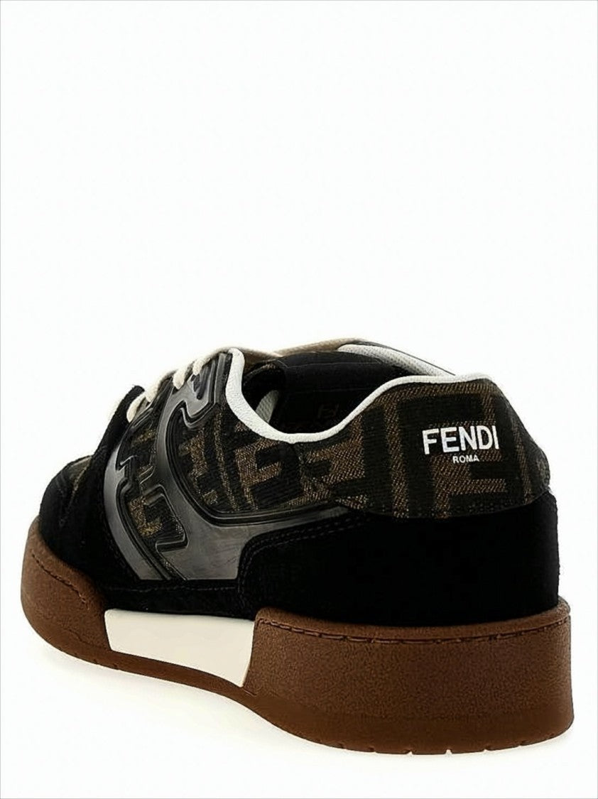 Fendi Monogram Pattern Low-Top Sneakers With Calf Leather
