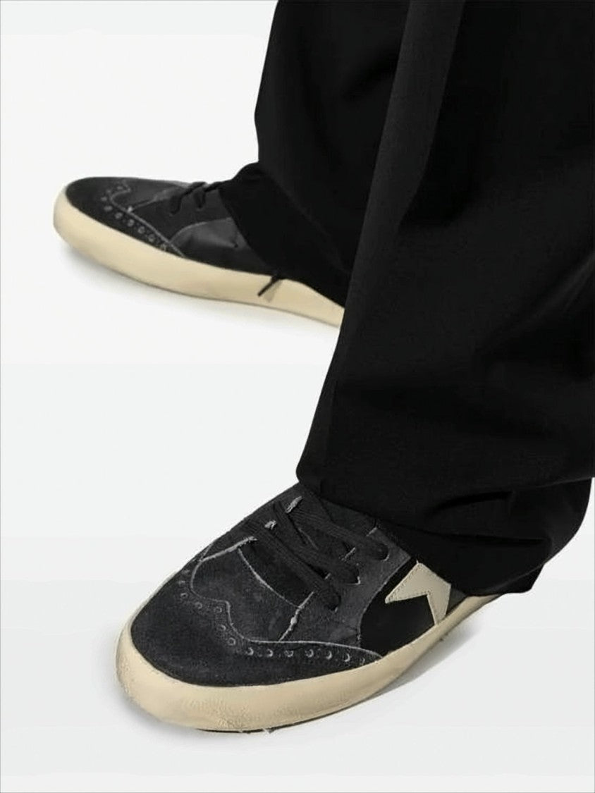 Golden Goose Distressed Mid-Top Sneakers With Calf Leather Finish