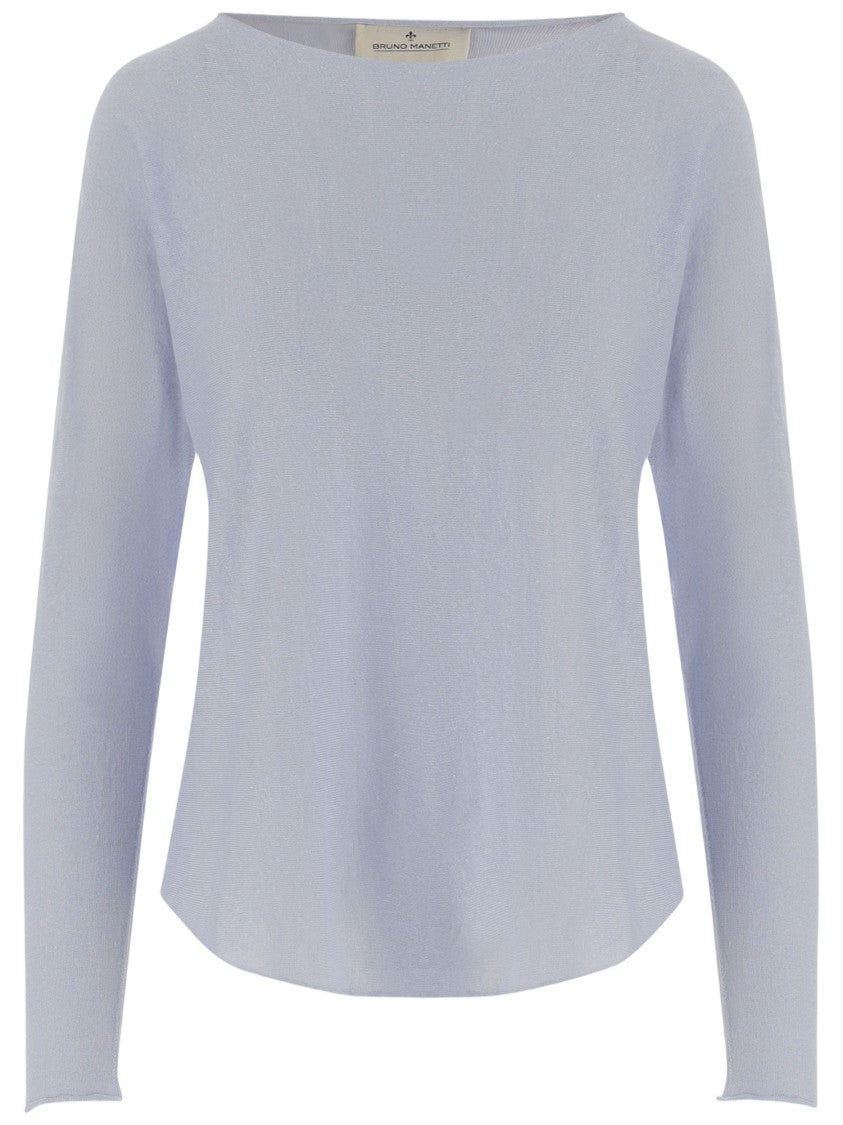 Bruno Manetti Crew Neck Linen And Cotton Blend Sweater