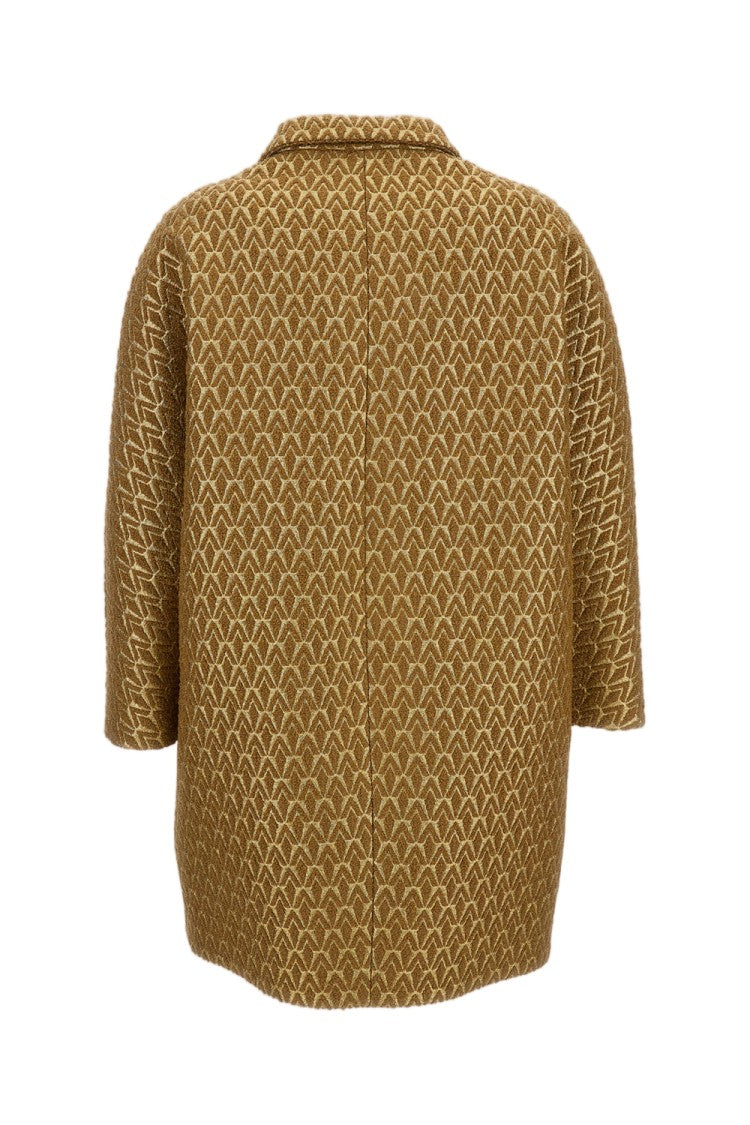 Alberto Biani Gold Geometric Lurex Jacquard Coat