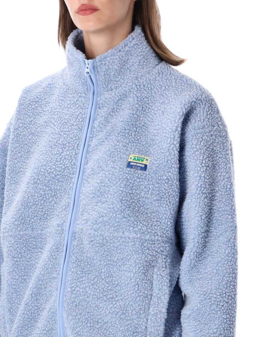 American Vintage Light Blue Hok Town Pile High-Collar Zip Fleece Jacket