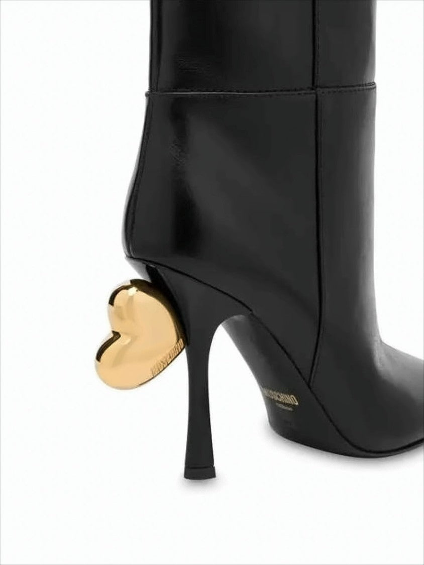 Moschino Knee-High Boots With Gold Heart Accent