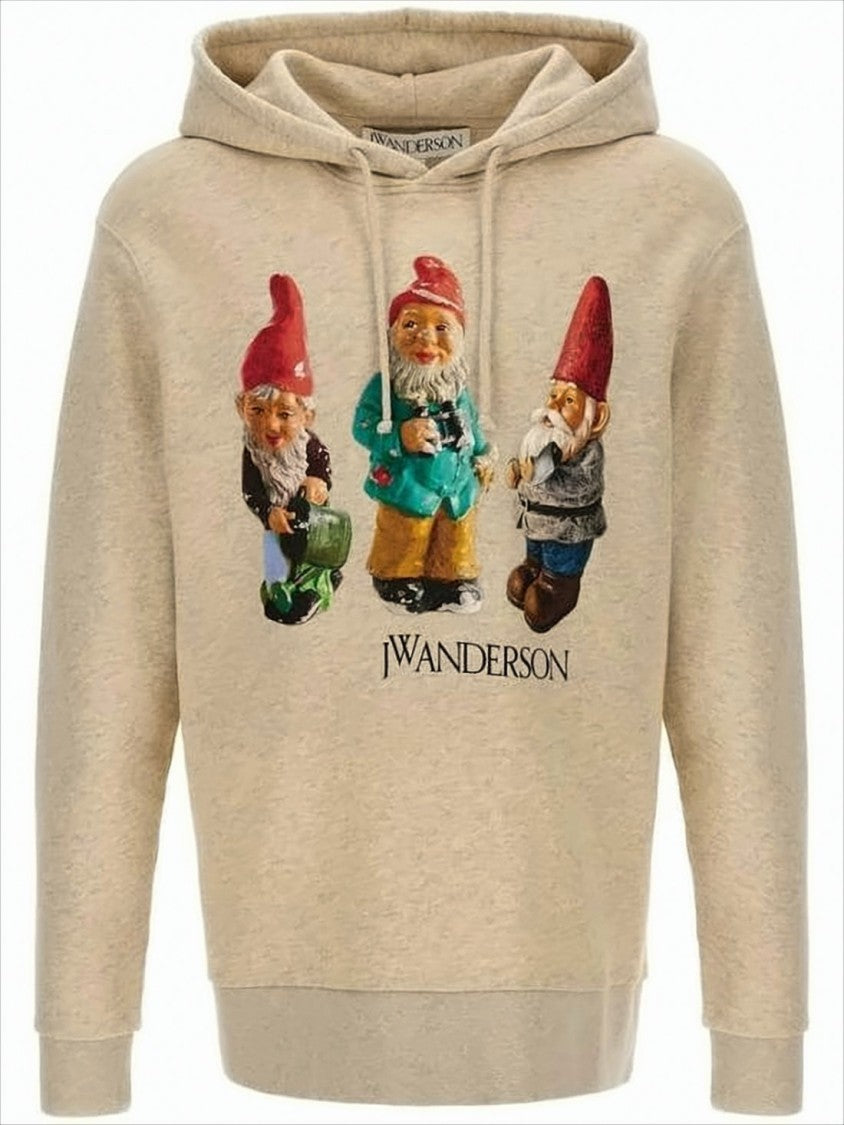 J. W. Anderson Beige Graphic Hoodie With Garden Gnome Print