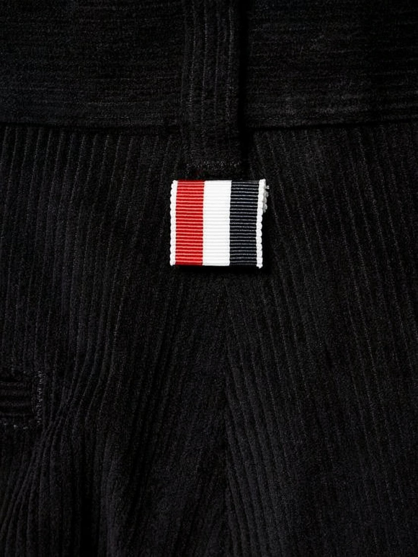 Thom Browne Classic Tailored Black Straight Pants With Structured Waistband