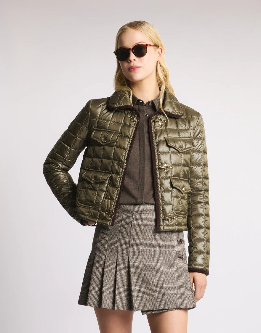 Fay Quilted Cropped Jacket With Hook-And-Automatic Clasps