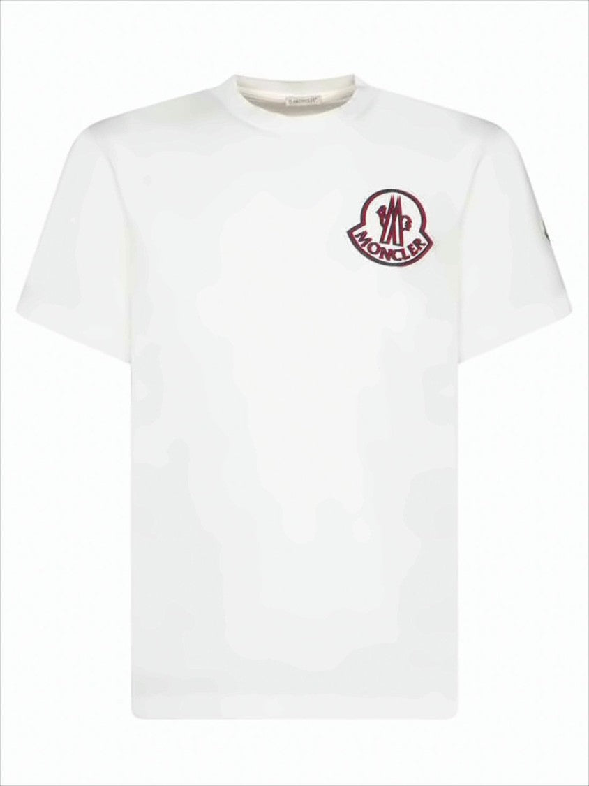 Moncler Minimalist White Cotton T-Shirt With Moncler Emblem