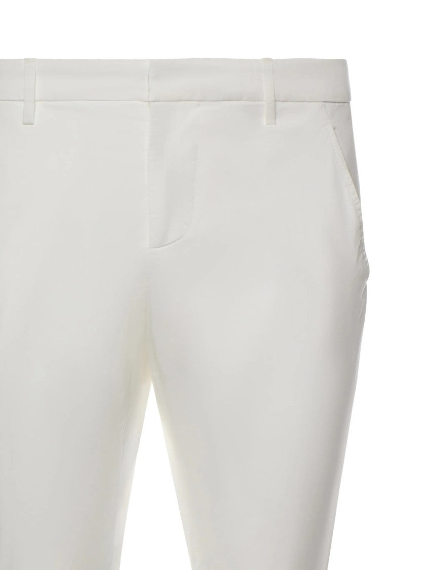 Dondup White Gaubert Regular Fit Stretch Cotton Trousers