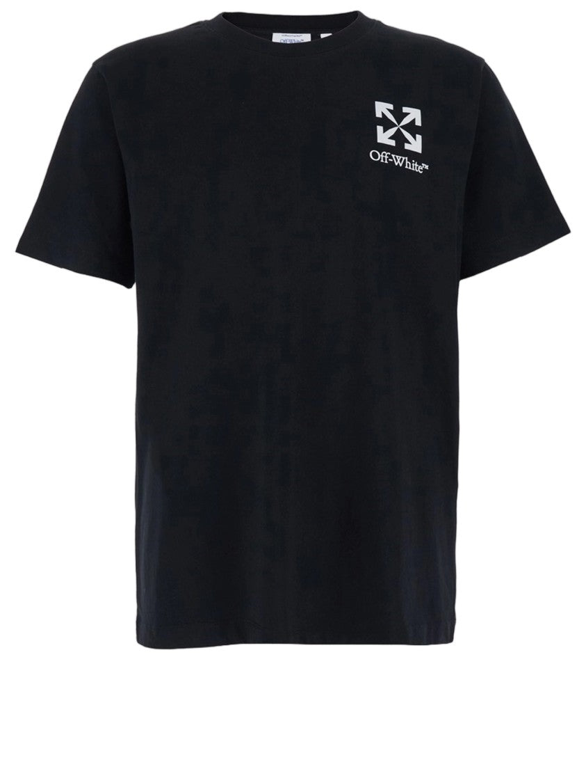 Off-White Contrast Logo Black Cotton T-Shirt