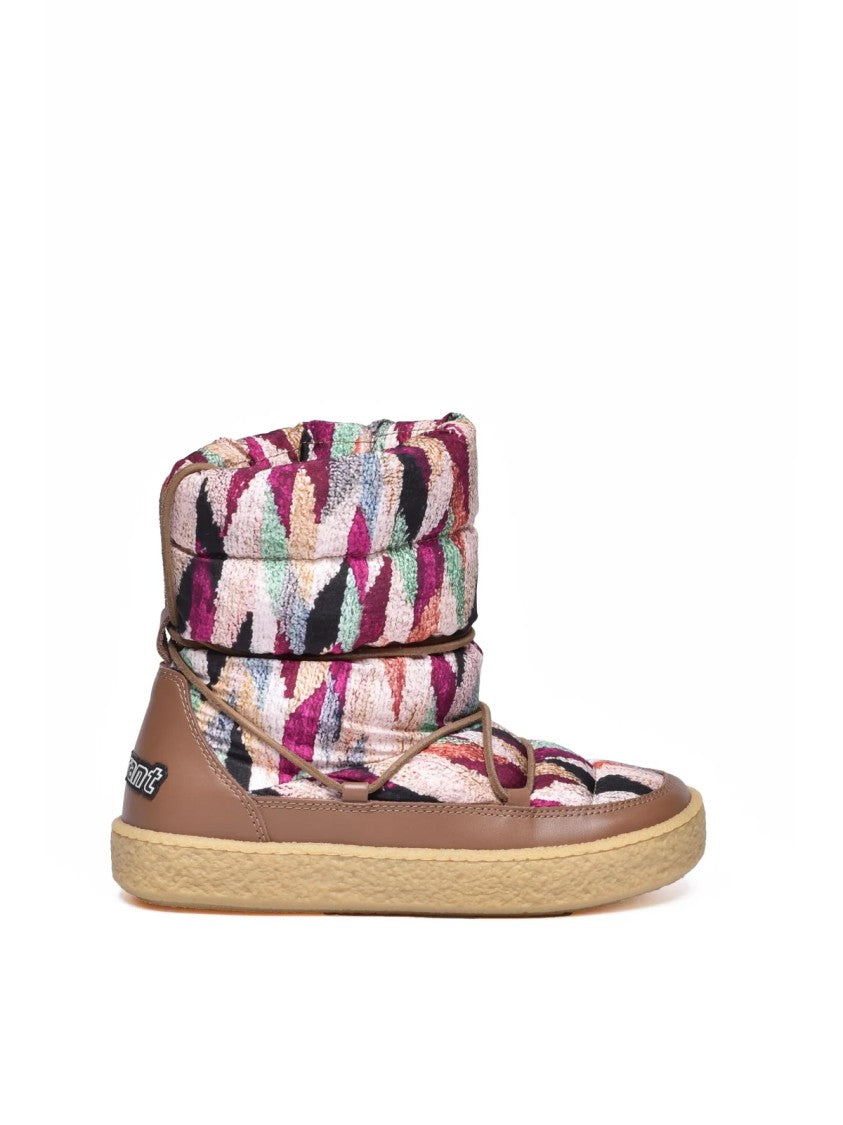 Isabel Marant Beige/Green Nylon Leather Women's Moon Boot