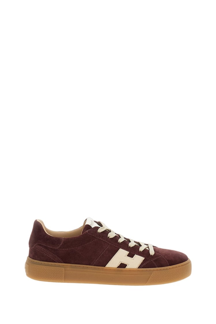 Hogan Bordeaux Suede Leather Skater Sneakers