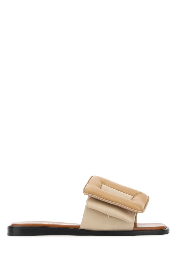 Boyy Two-Tone Leather Puffy Slippers