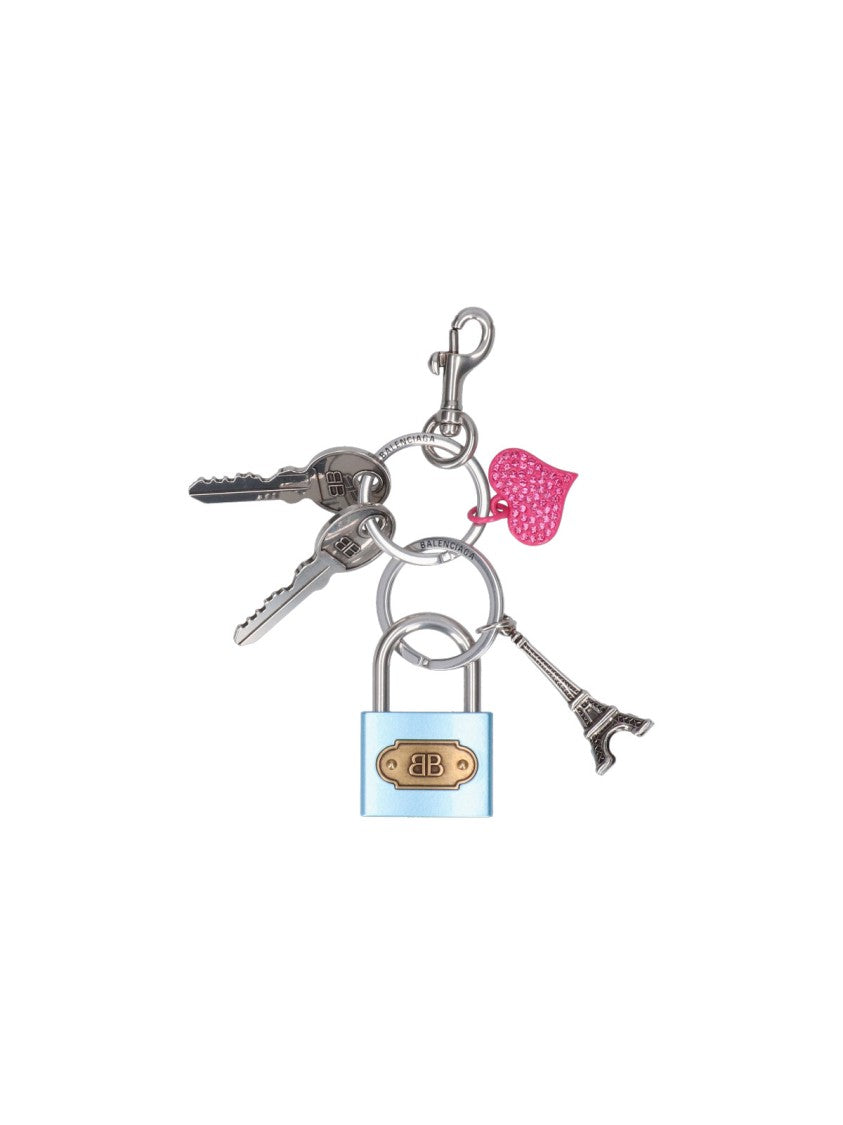 Balenciaga Charm Keyring With Padlock – Multicolor