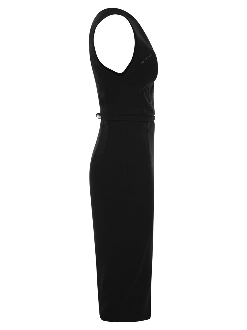 Elisabetta Franchi Crepe Bustier Dress With Contrasting Topstitching