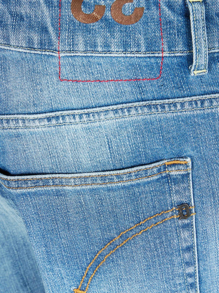 Dondup Medium Blue Faded Cuffed Denim Bermuda Shorts
