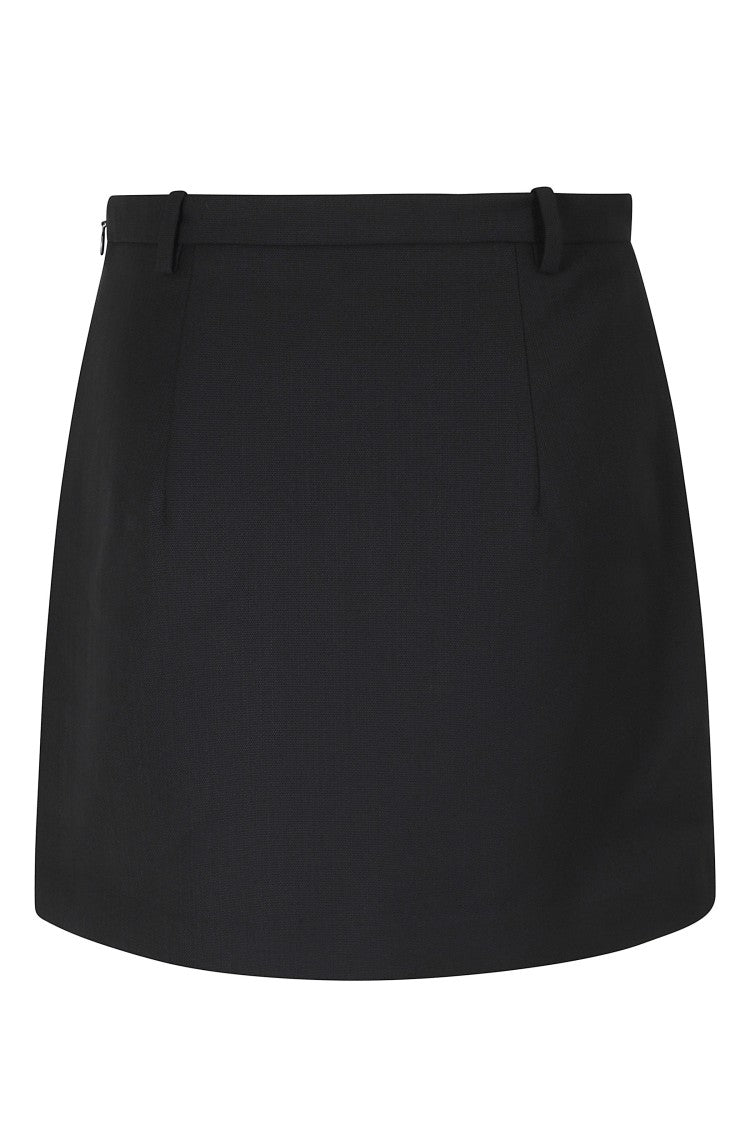 Anine Bing Black Livy Minimalist Polyester-Wool Mini Skirt