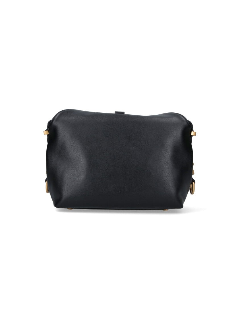 Pinko Minimalist Black Structured Bag With Smooth Texture