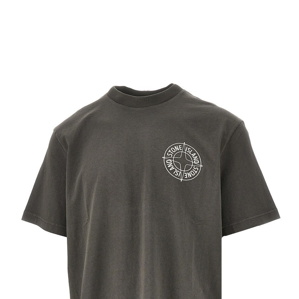 Stone Island Classic Grey T-Shirt And Iconic Emblem