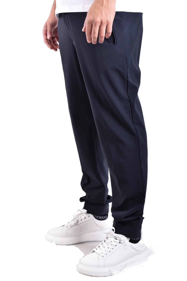 Rrd Blue Cotton-Blend Formal Pants