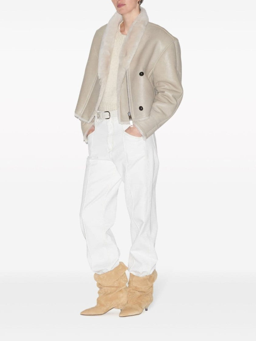 Isabel Marant Cropped Coat With Plush Collar And Structured Silhouette