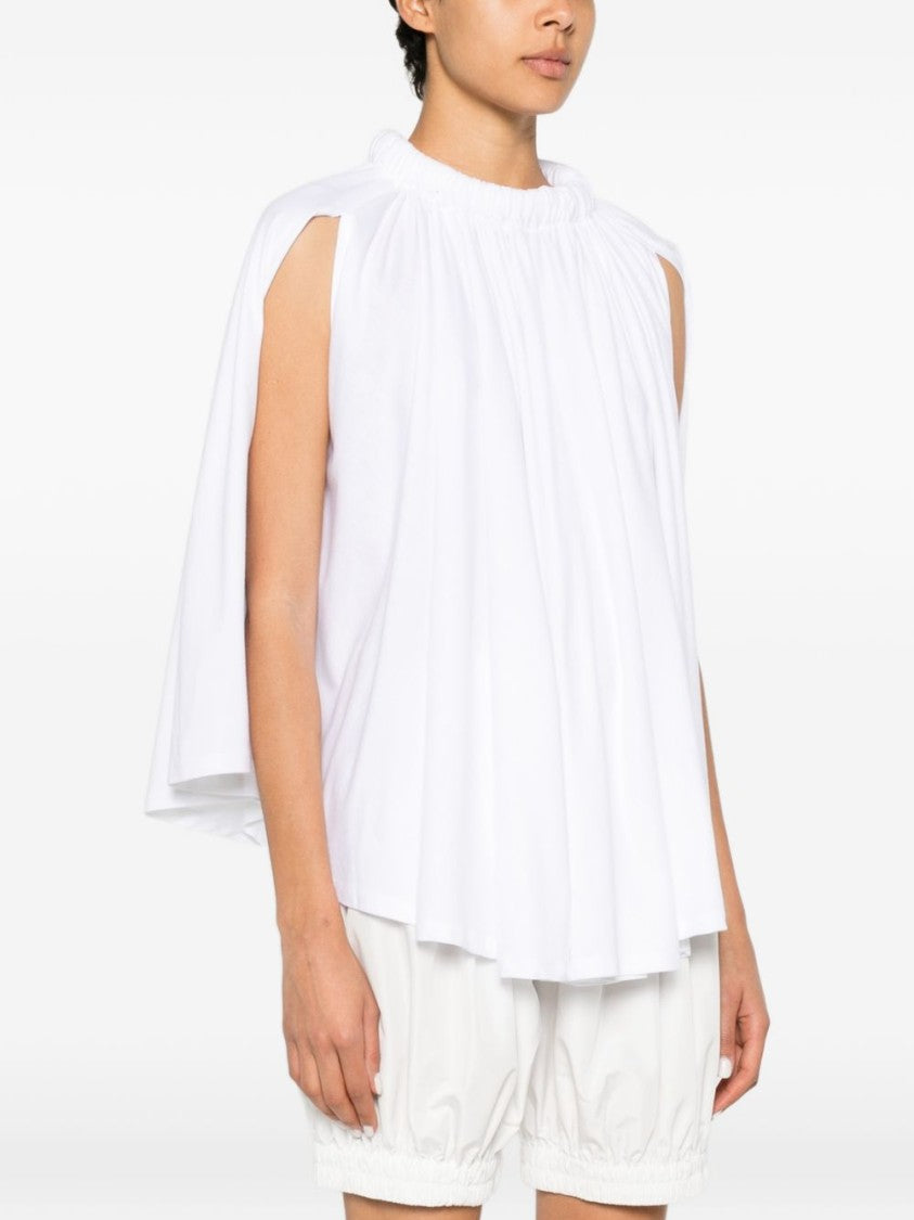 Coperni White Flowing Draped Sleeves Cape Top