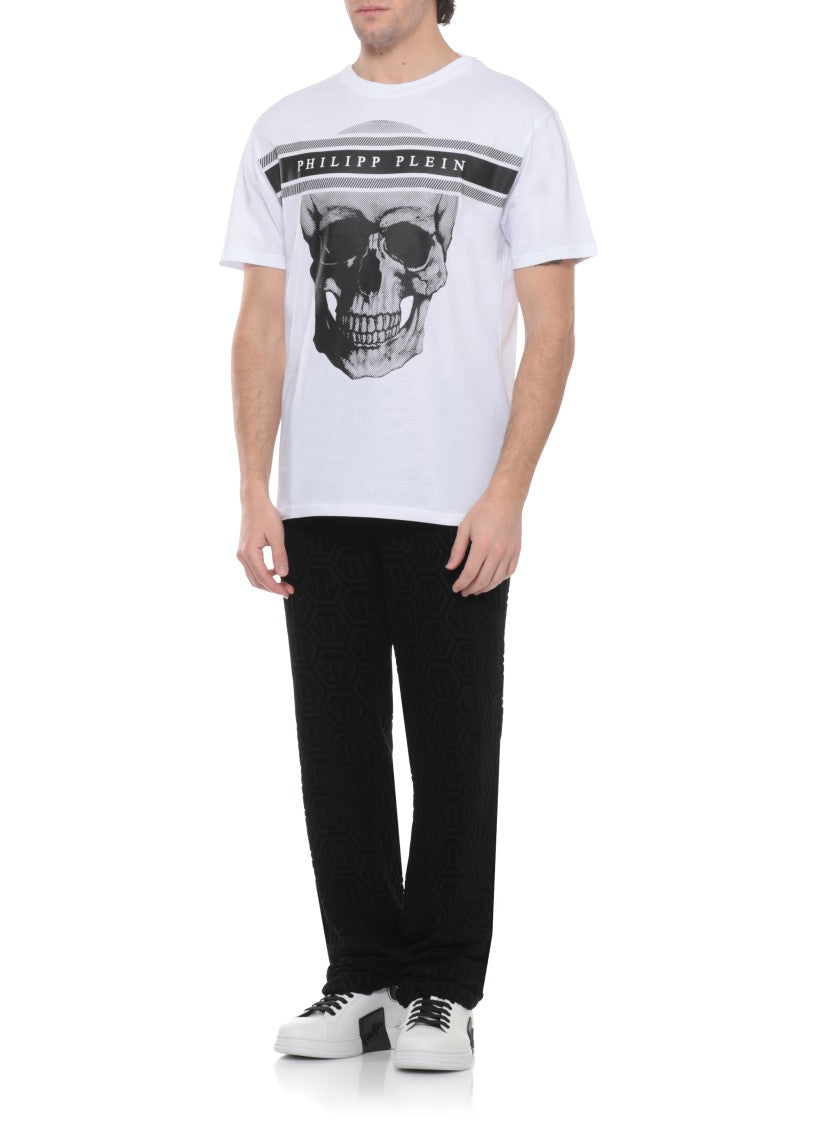 Philipp Plein White Skull Print Cotton T-Shirt