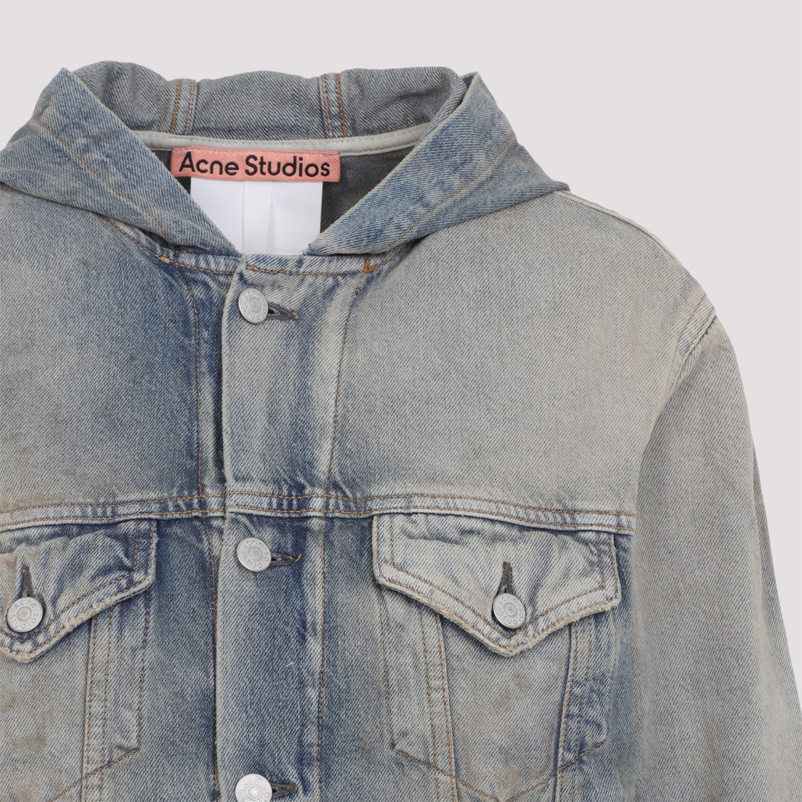 Acne Studios Cropped Denim Jacket With Hood
