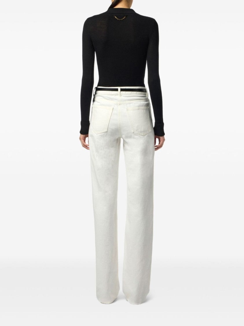 Elisabetta Franchi Fitted Black Sweater With Polo Collar