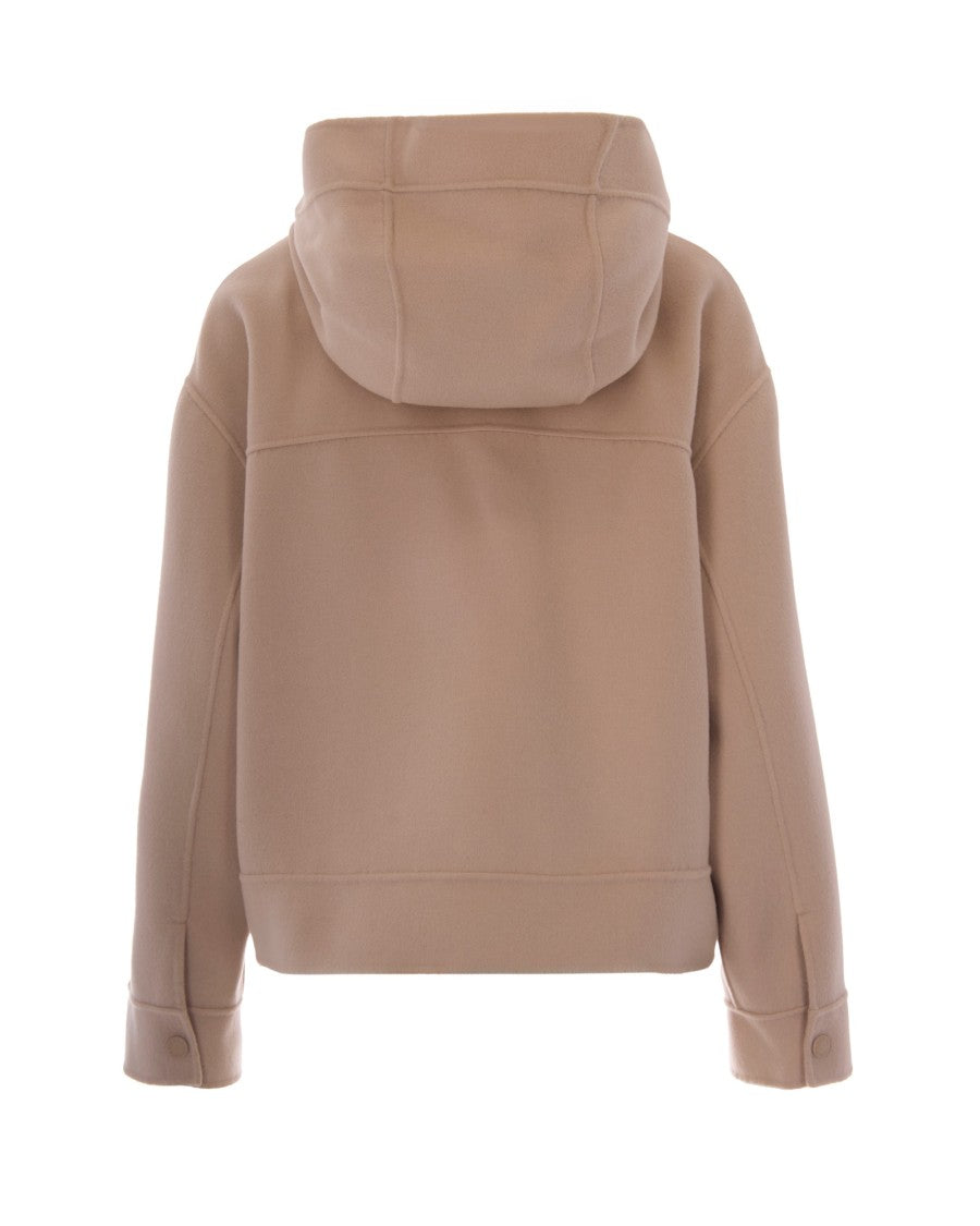 Max Mara Almond Ridente Wool Hooded Jacket