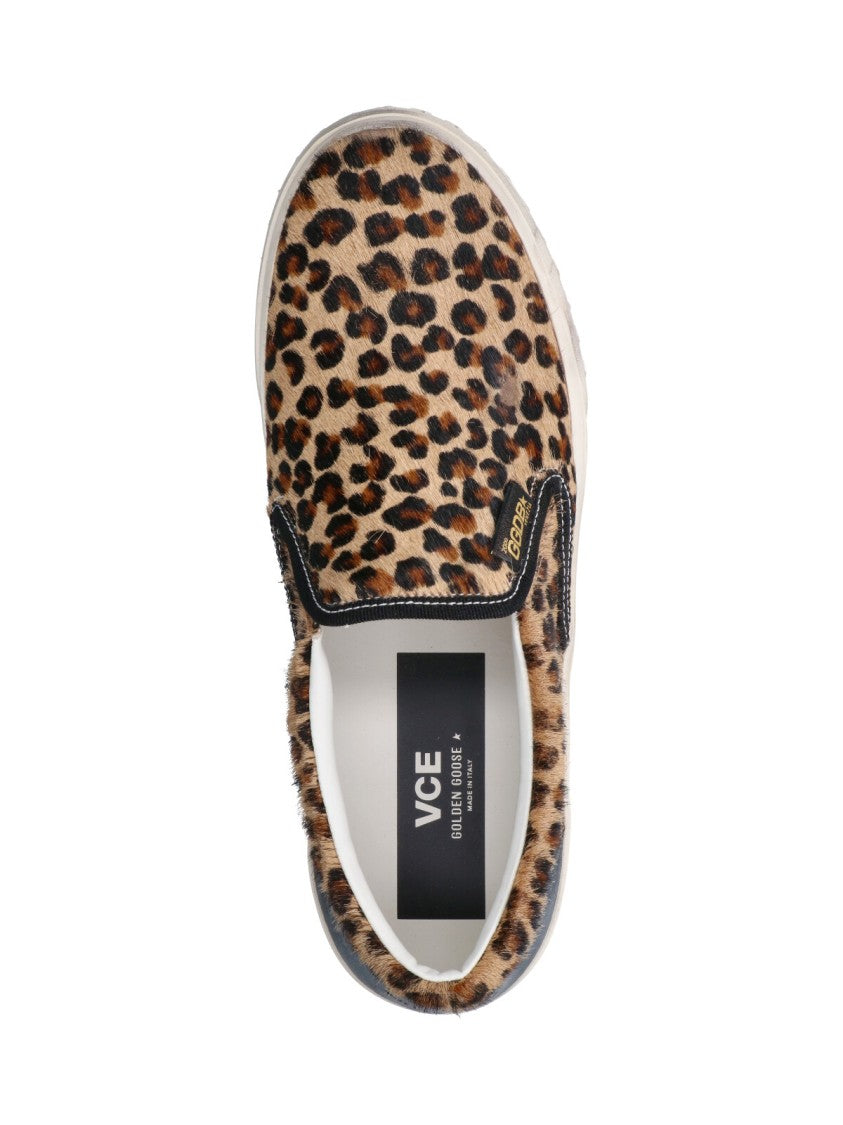 Golden Goose Slip-On Sneakers With Bold Leopard Print