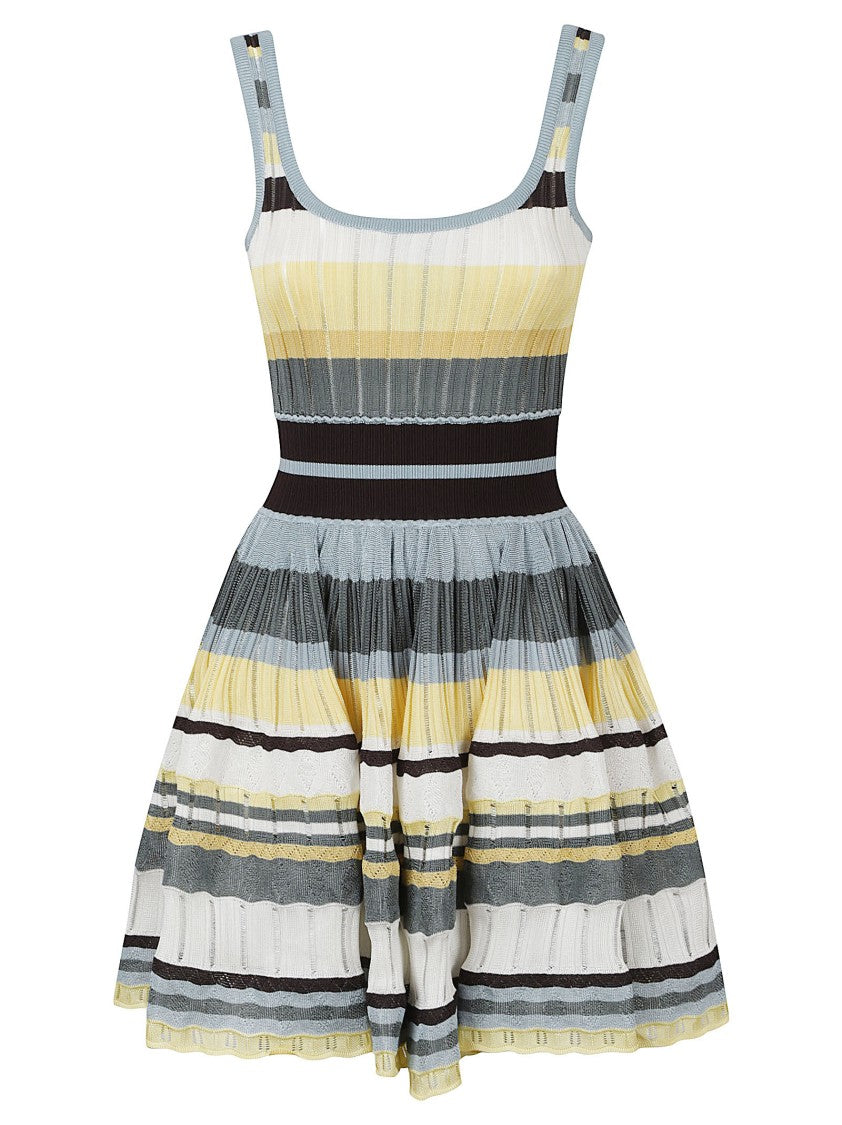 Alaïa Crinoline Knit Mini Dress With Wide Scoop Neckline And Flared Skirt